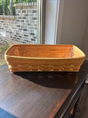 Longaberger Honey-Tone Rectangular Woven Bread 🍞Basket with clear plastic liner